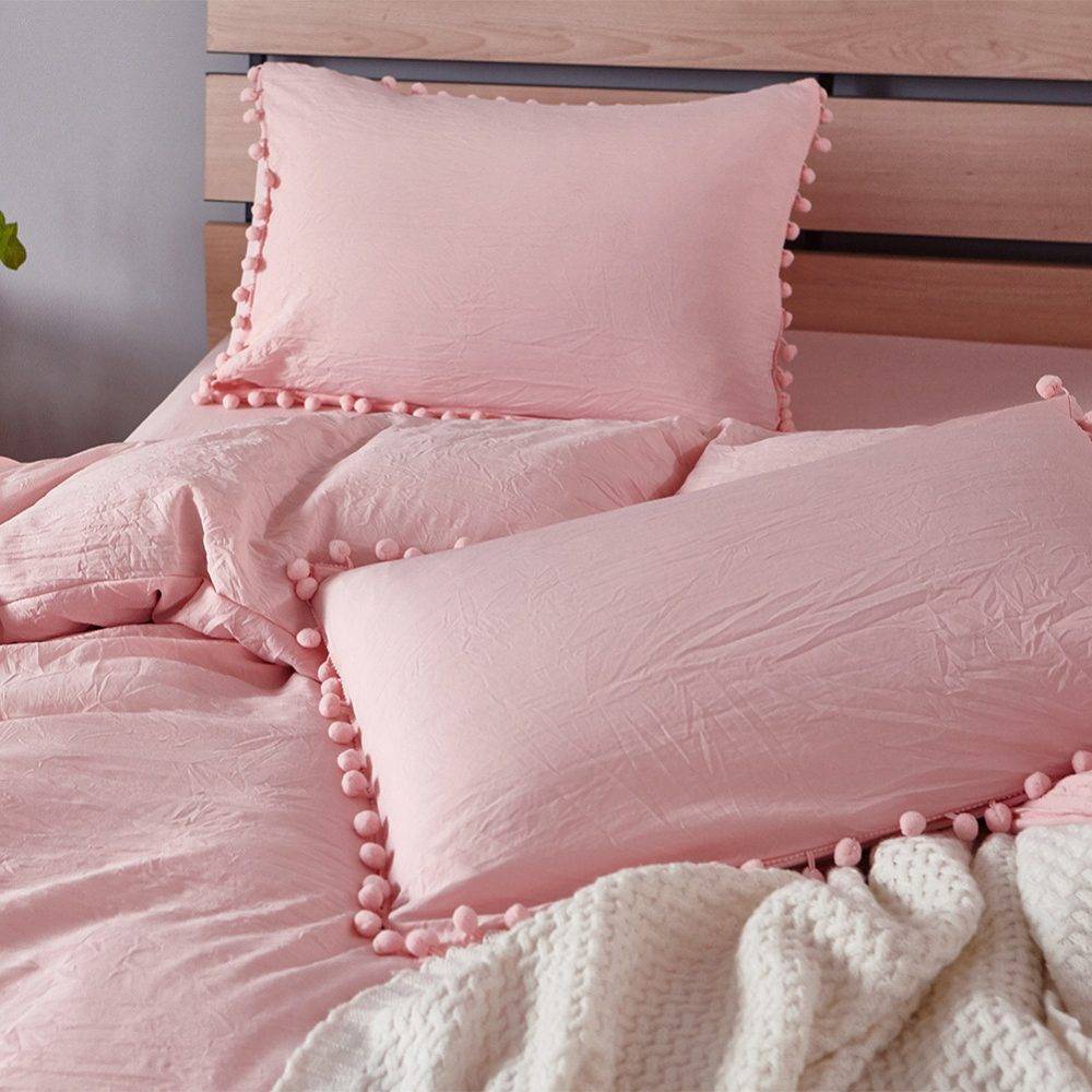 solid pastel soft pink pillows close up