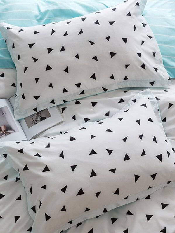 triangle white blue pillows