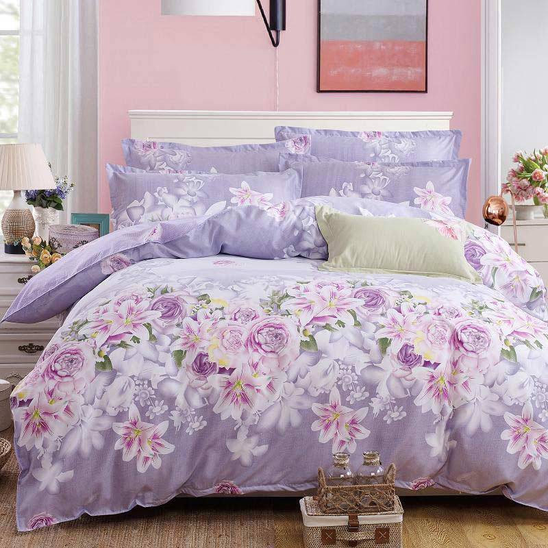 4pcs Floral Bedding Bedding Set Plaid Duvet Covers