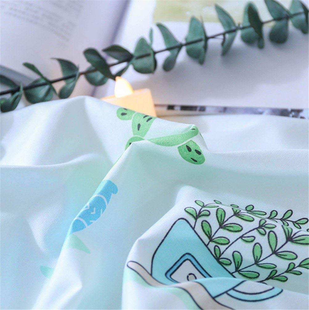 Cactus Duvet Bedding Set White and Mint Green