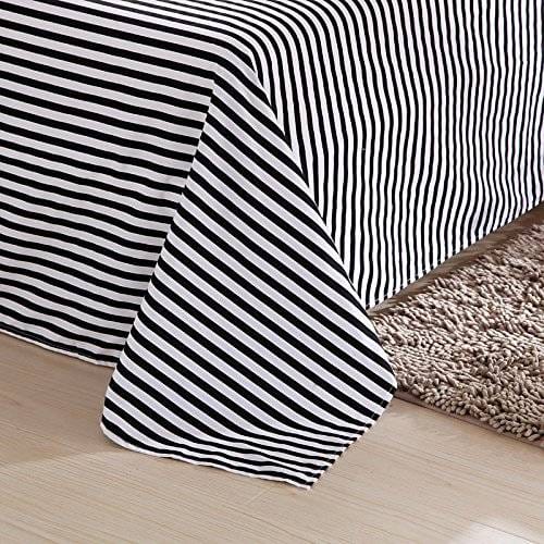 Black and White Striped Flat Bed Sheet