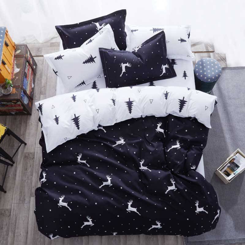 Black and White Christmas Bedding top view