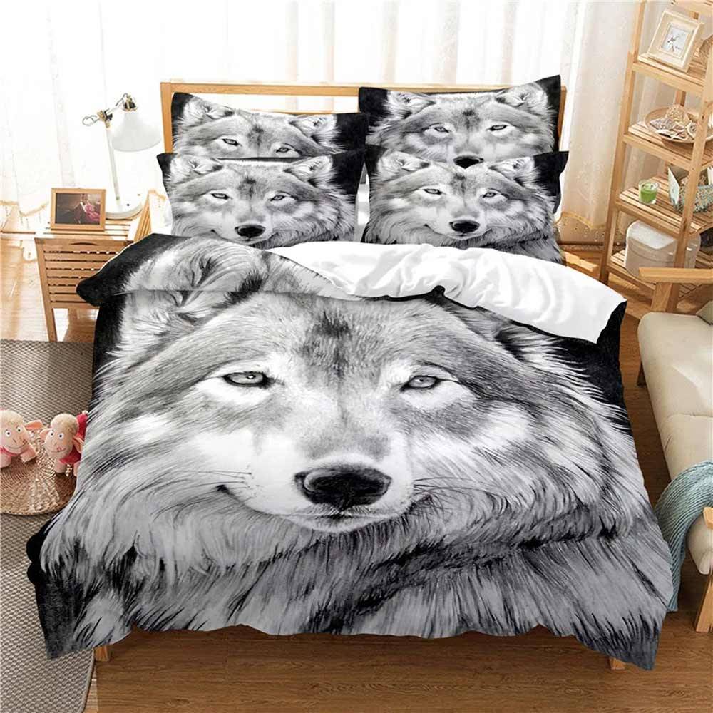 Majestic Wolf Bedding Set – Ultra-Soft 3D Design for a Wild, Serene Bedroom Size : AU King(245x210cm)|US Twin(172x218cm)|US King(264x228cm)|US Full(200x230cm)|EU Double(200x200cm)|US Queen(228x228cm)|EU King(240x220cm)|EU single(135x200cm)|AU Single(140x210cm)|AU Double(180x210cm)|AU Queen(210x210cm)|EU SK(260x220cm)|140x200cm 3pcs|155x215cm 3pcs|150x200cm 3pcs Majestic Wolf Bedding Set - Ultra-Soft 3D Design for a Wild, Serene Bedroom 3D Duvet Covers