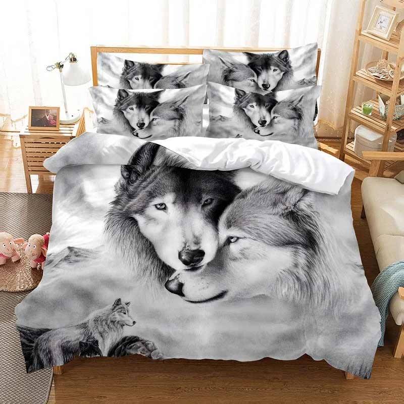 Majestic Wolf Bedding Set – Ultra-Soft 3D Design for a Wild, Serene Bedroom Size : AU King(245x210cm)|US Twin(172x218cm)|US King(264x228cm)|US Full(200x230cm)|EU Double(200x200cm)|US Queen(228x228cm)|EU King(240x220cm)|EU single(135x200cm)|AU Single(140x210cm)|AU Double(180x210cm)|AU Queen(210x210cm)|EU SK(260x220cm)|140x200cm 3pcs|155x215cm 3pcs|150x200cm 3pcs Majestic Wolf Bedding Set - Ultra-Soft 3D Design for a Wild, Serene Bedroom 3D Duvet Covers