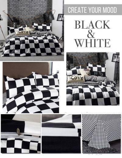 black + white checkered duvet cover