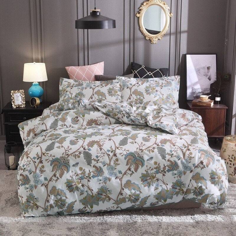 Modern Floral Duvet Cover With Blossom Color : Floral Birds|White|Lilac|paisley|crimson|grey leaf Modern Floral Duvet Cover With Birds Floral Duvet Covers