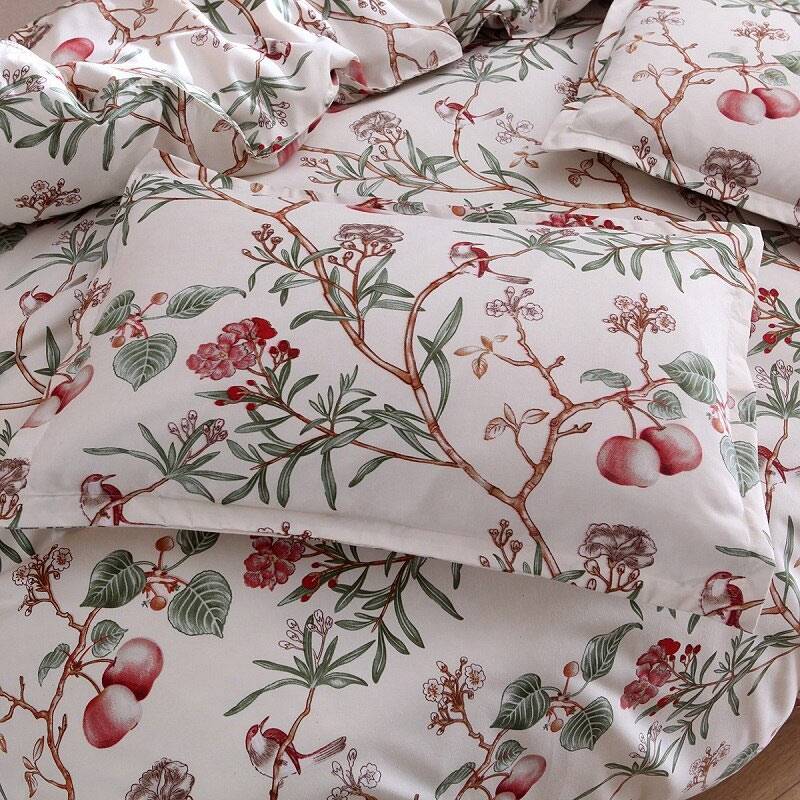 Modern Floral Duvet Cover With Blossom Color : Floral Birds|White|Lilac|paisley|crimson|grey leaf Modern Floral Duvet Cover With Birds Floral Duvet Covers