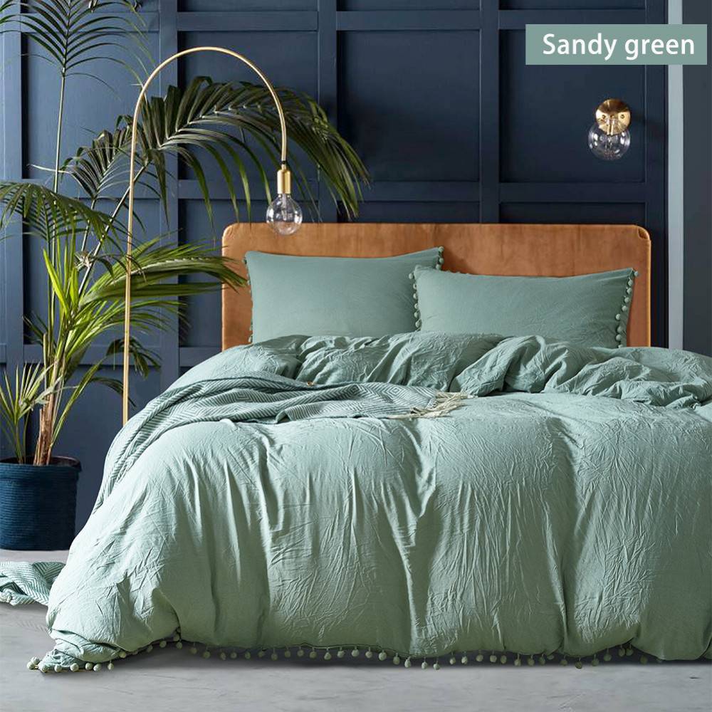 Scandinavian Pom Pom Duvet Cover Bedding Set (5 Colors)