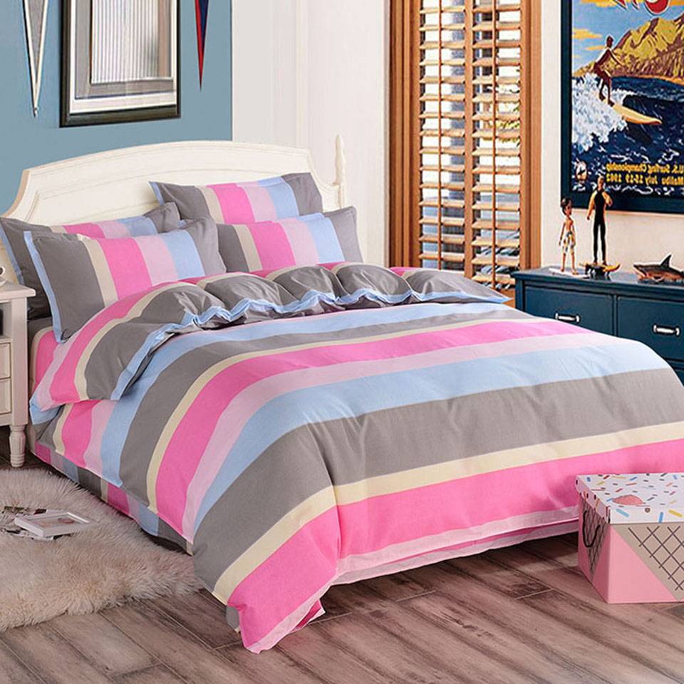 Colorful Striped Pattern Bamboo Fiber Bedding Set 