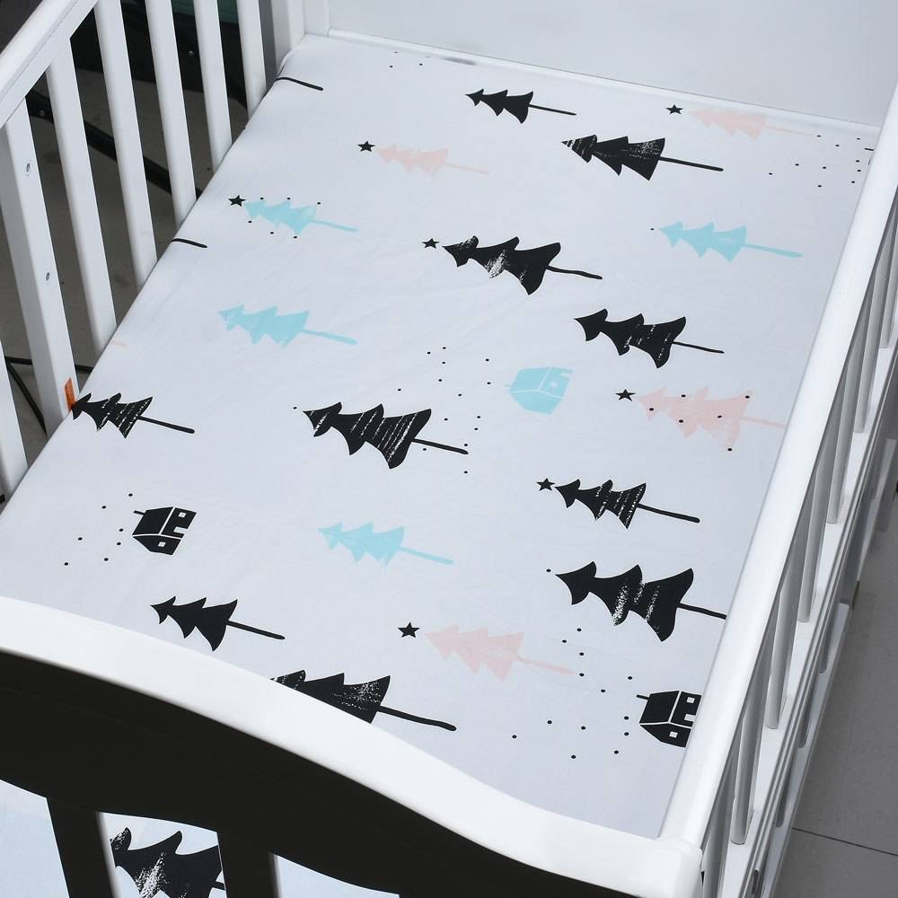 Printed Cotton Crib Mattress Cover Printed Cotton Crib Mattress Cover