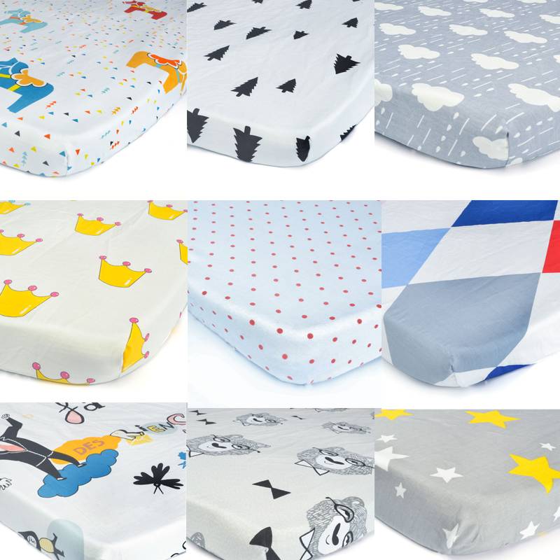Printed Cotton Crib Mattress Cover Printed Cotton Crib Mattress Cover
