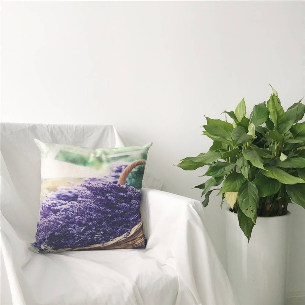 Pastoral Lavender Pattern Pillow Cover