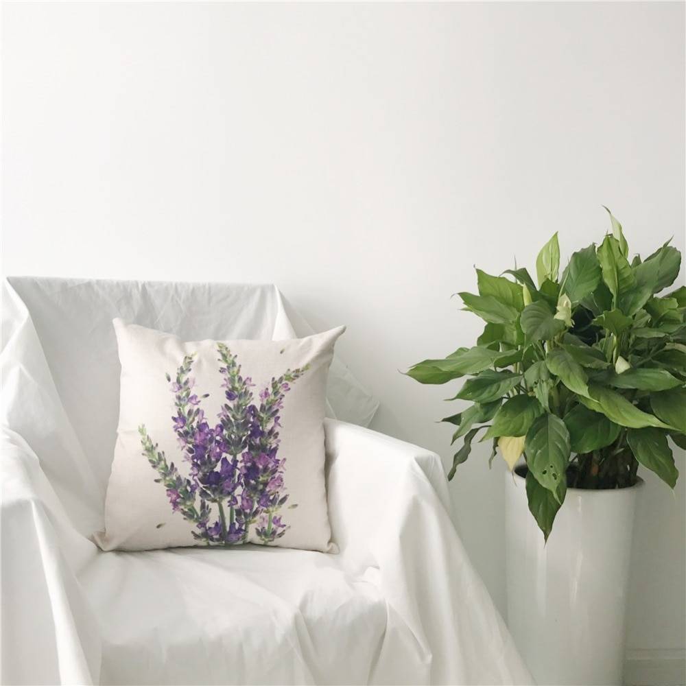 Pastoral Lavender Pattern Pillow Cover