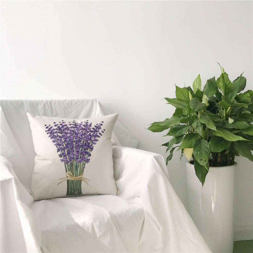 Pastoral Lavender Pattern Pillow Cover