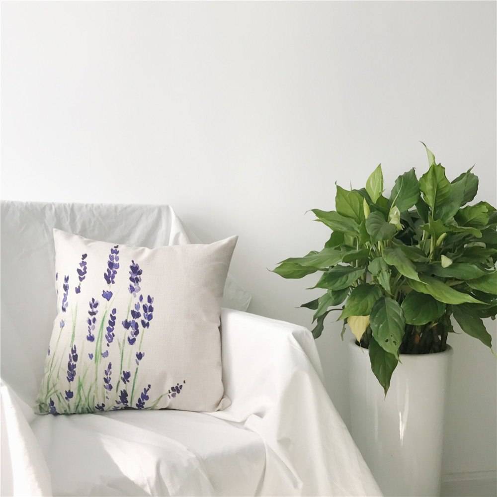 Pastoral Lavender Pattern Pillow Cover