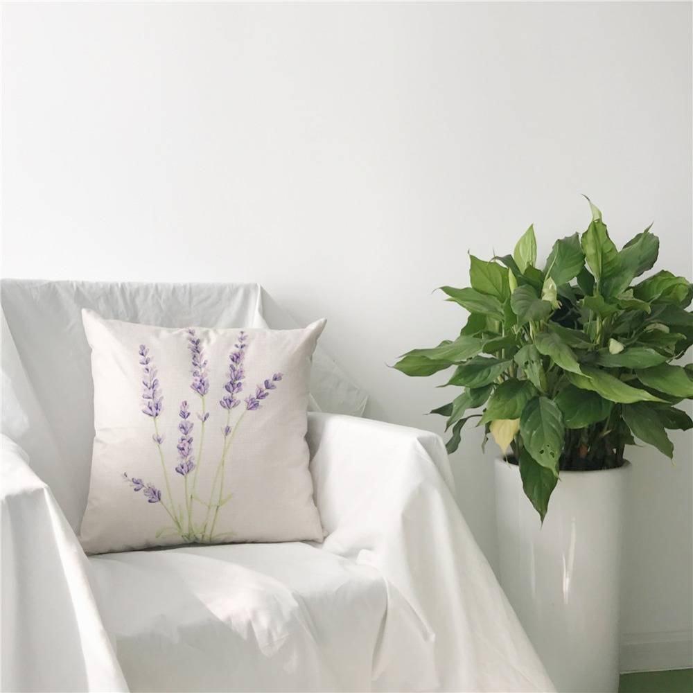 Pastoral Lavender Pattern Pillow Cover