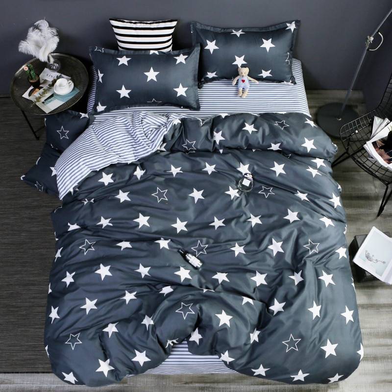 Super Soft Star 3pc Duvet Cover Bedding Set Flat Sheet Pillowcase