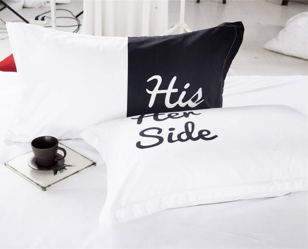 Black & White Soft Duvet Cover His Side & Her Side Bedding Set