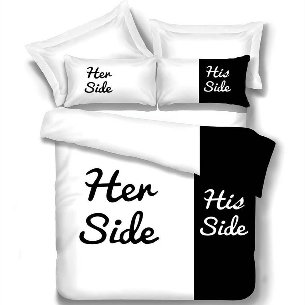 Black & White His Side & Her Side Bedding Set Duvet Cover
