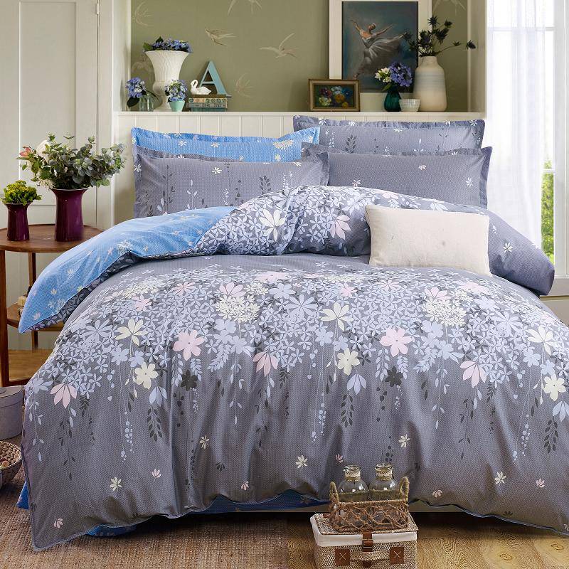 Floral Pattern Bedding Set 4pcs Quilt Cover with Bed Sheet Pillowcases