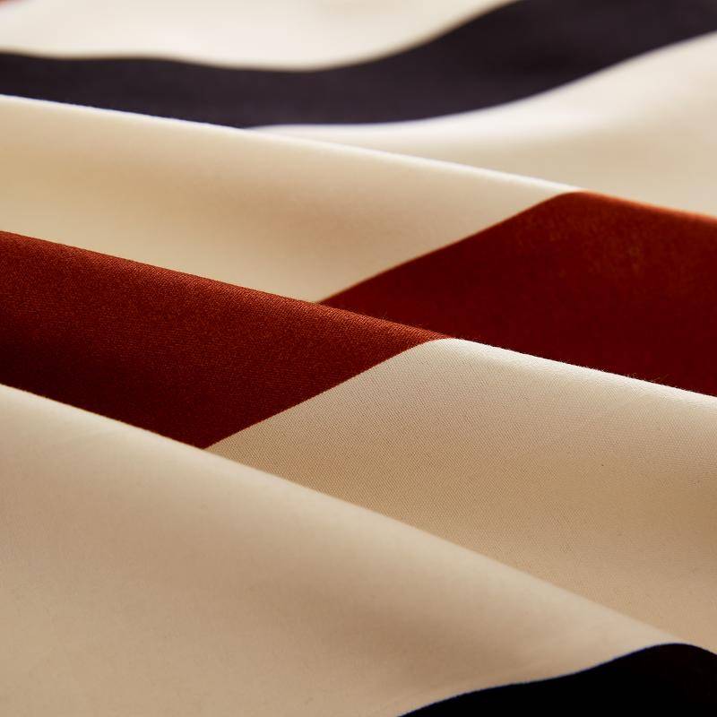 Brown Black and White Striped Duvet Cover Bedding Set with Sheets Pillowcases 4 pcs