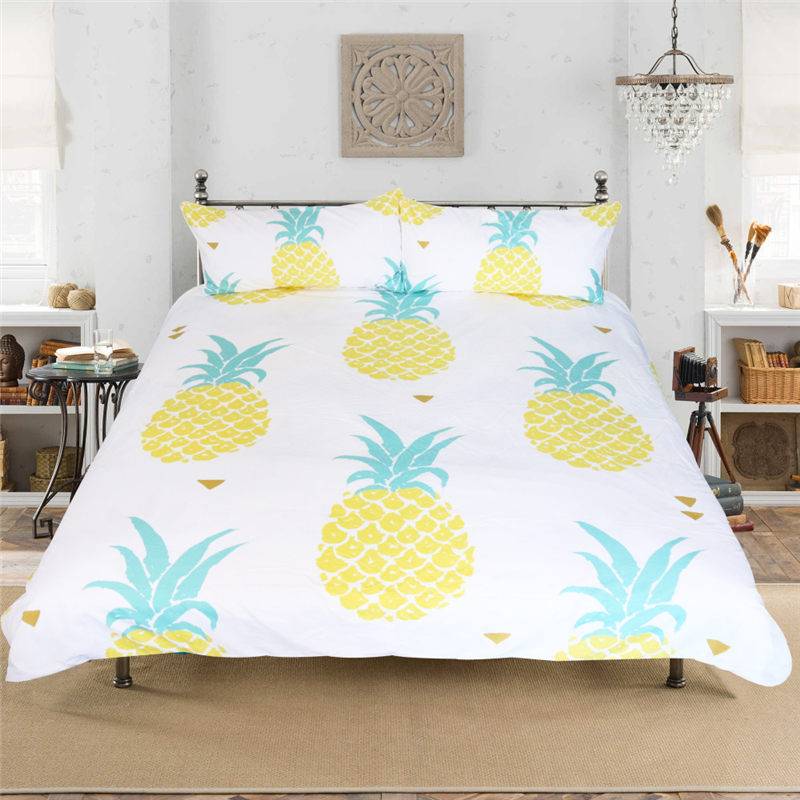 Pineapple Bedding Set Duvet Cover Printed Fruit 3 Pcs Bedsheet+Pillowcases