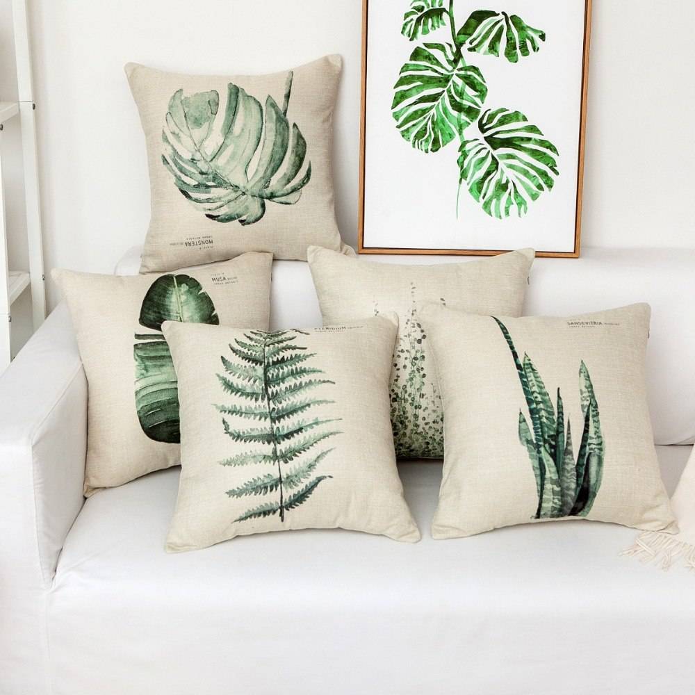 Botanical Tropical Plants Cushion Cover Linen Pillow Case 45x45cm (4 designs)