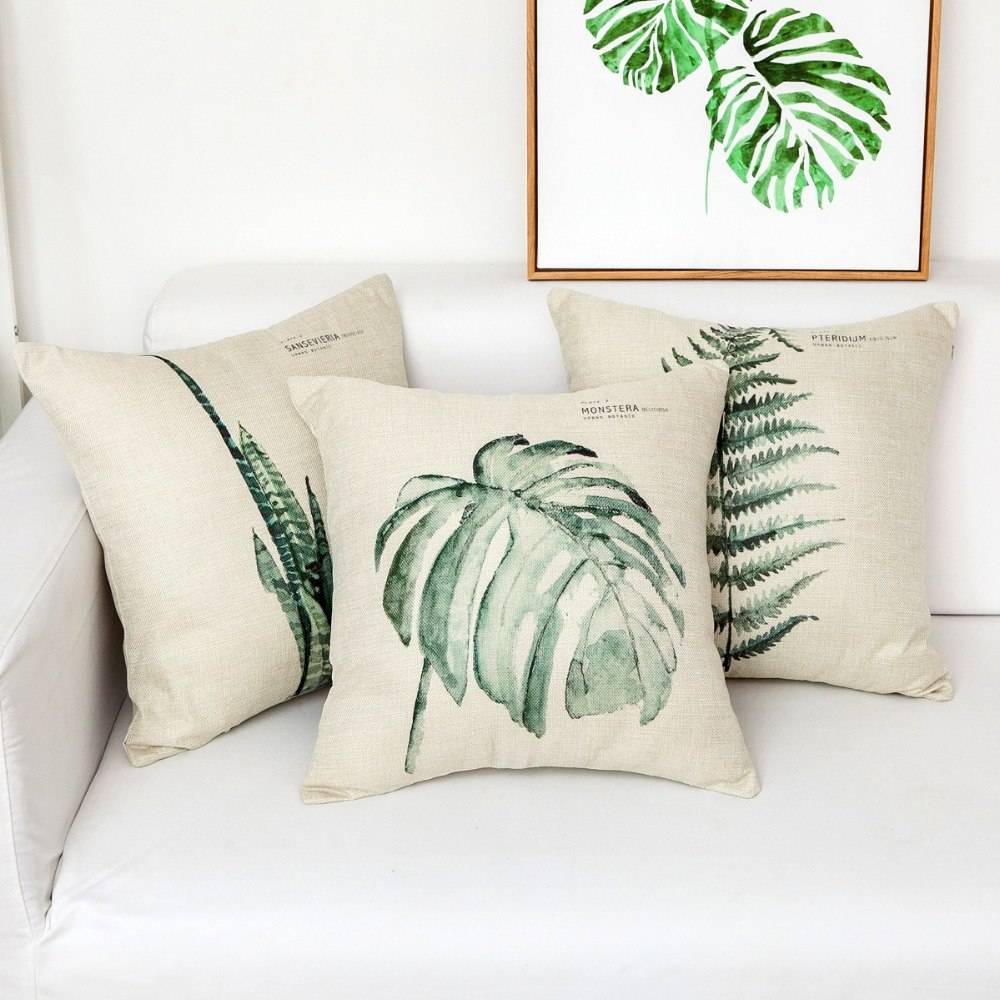 Botanical Tropical Plants Cushion Cover Linen Pillow Case 45x45cm (4 designs)