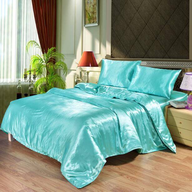 White and Black Satin Silk Duvet Cover and Bedding Set (8 Colors