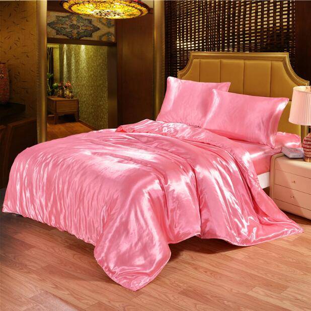 White and Black Satin Silk Duvet Cover and Bedding Set (8 Colors