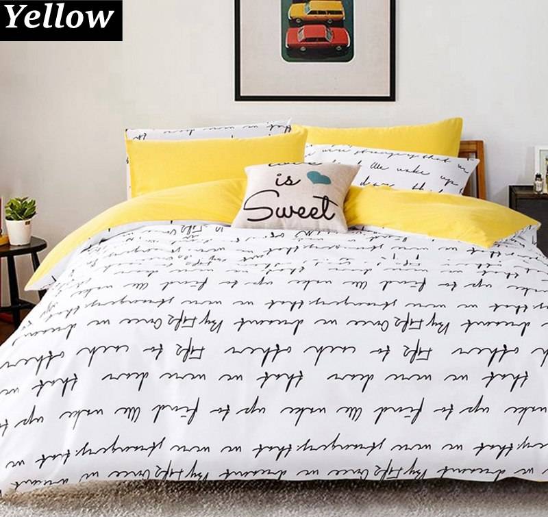 Black and Letter Writing Duvet Cover Set Bedding Sets Collection