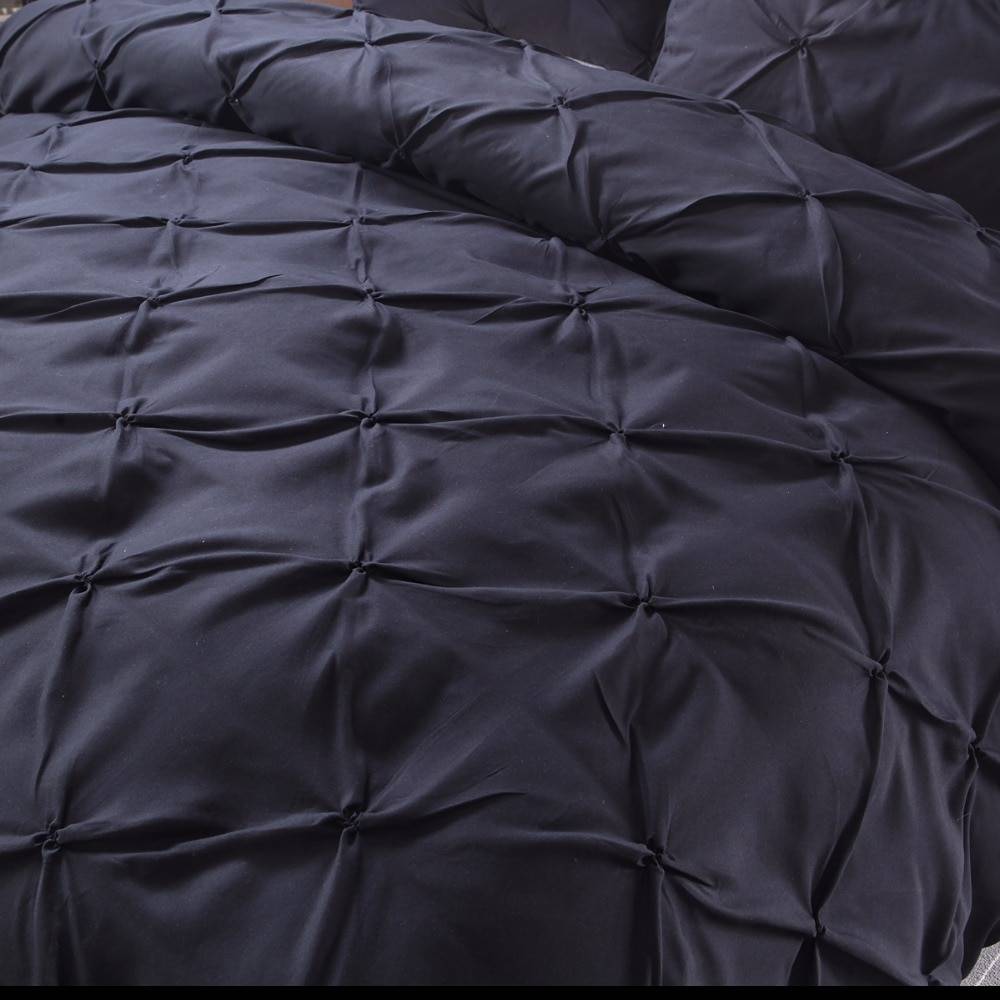 Black Grey Luxury Duvet Cover Pinch Pleat (3 colors)