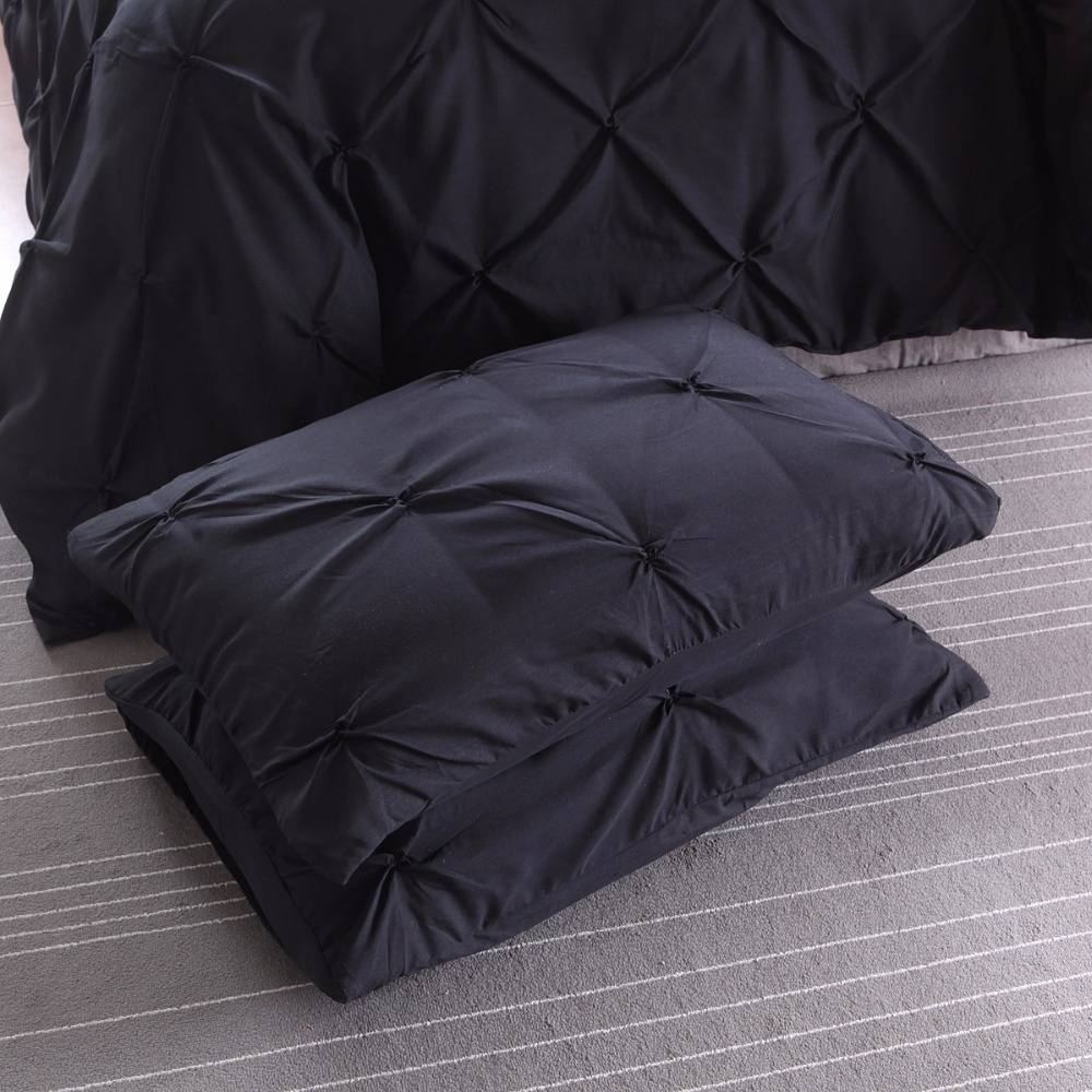 Black Grey Luxury Duvet Cover Pinch Pleat (3 colors)