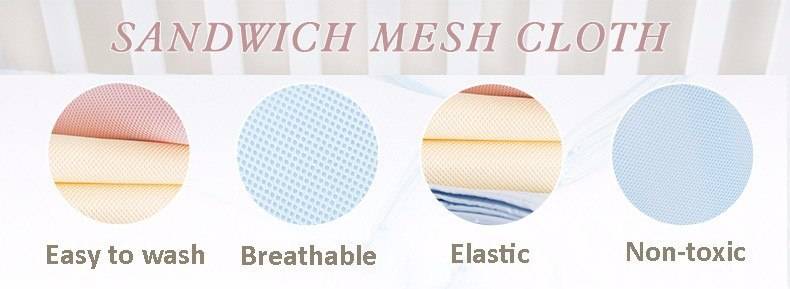 Baby Bed Bumper Breathable Mesh Crib Bumpers Baby Bedding 3 Layer Crib Liner Baby Cot Bed Around Protector Blue and Pink Color