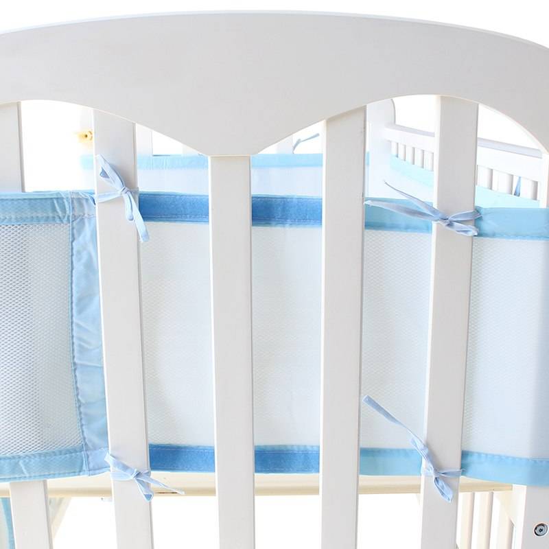 Baby Bed Bumper Breathable Mesh Crib Bumpers Baby Bedding 3 Layer Crib Liner Baby Cot Bed Around Protector Blue and Pink Color