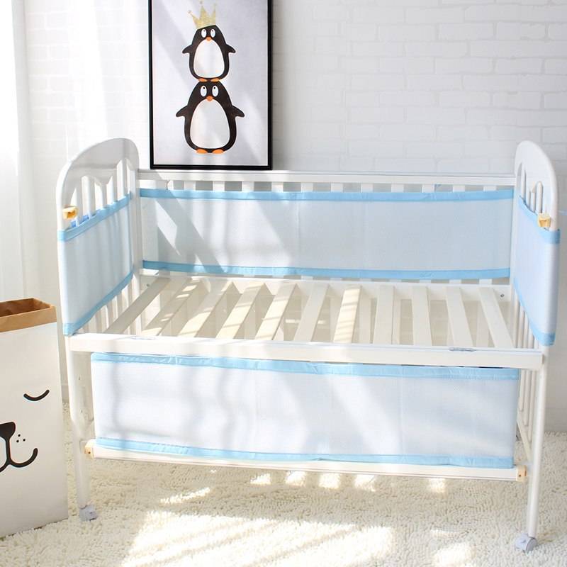 Baby Bed Bumper Breathable Mesh Crib Bumpers Baby Bedding 3 Layer Crib Liner Baby Cot Bed Around Protector Blue and Pink Color