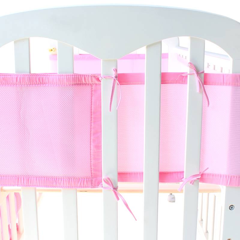 Baby Bed Bumper Breathable Mesh Crib Bumpers Baby Bedding 3 Layer Crib Liner Baby Cot Bed Around Protector Blue and Pink Color
