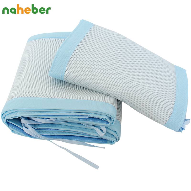 Baby Bed Bumper Breathable Mesh Crib Bumpers Baby Bedding 3 Layer Crib Liner Baby Cot Bed Around Protector Blue and Pink Color