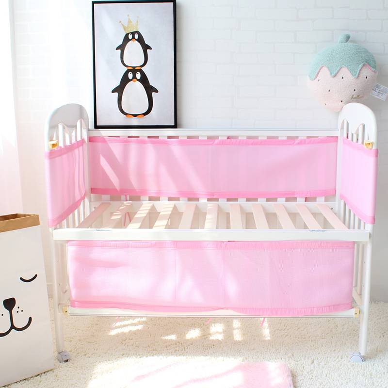 Baby Bed Bumper Breathable Mesh Crib Bumpers Baby Bedding 3 Layer Crib Liner Baby Cot Bed Around Protector Blue and Pink Color