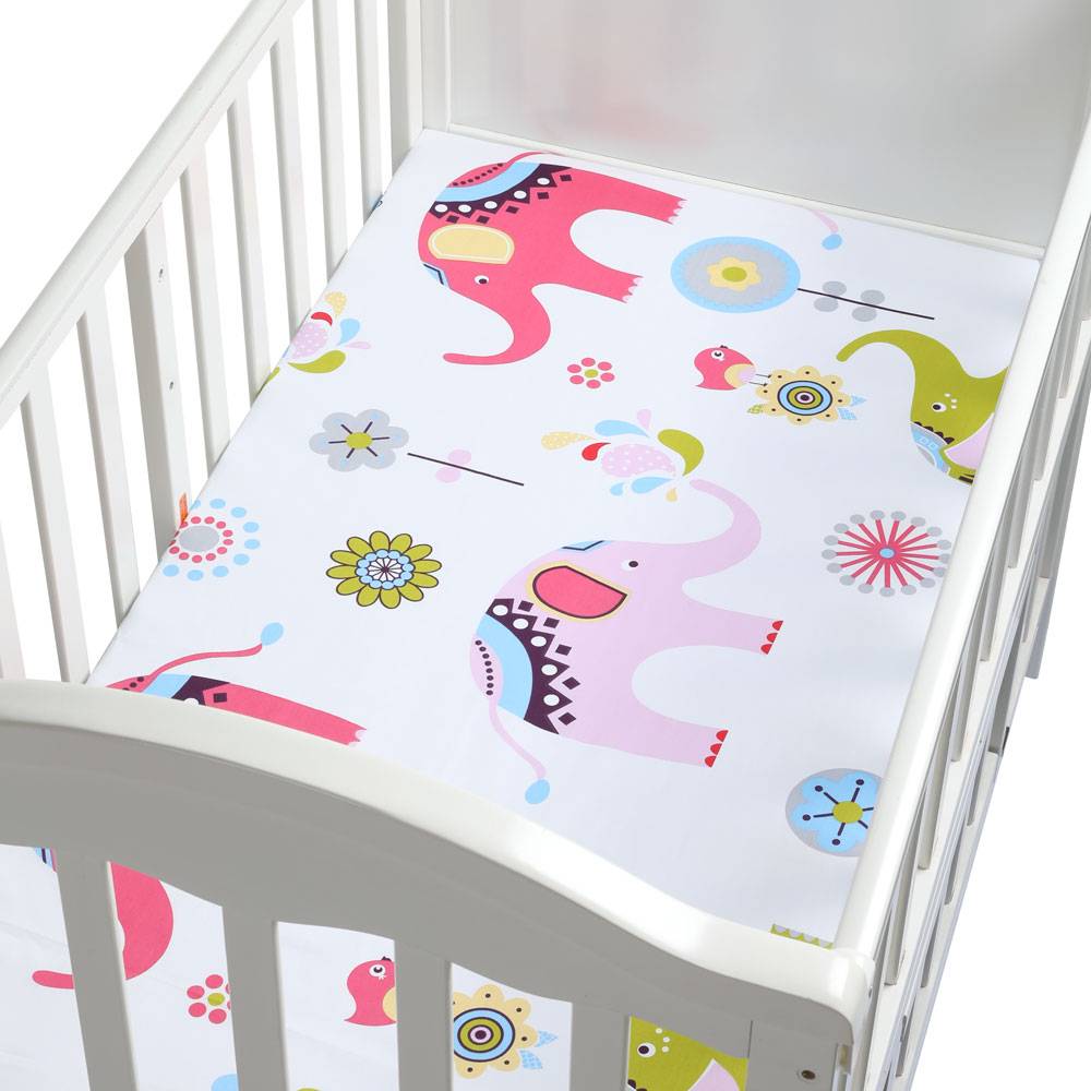 100% Cotton Percale Fitted Portable/Mini Crib Sheet Bed Baby Bed Mattress Cover 130*70 cm Sheet Fitted Crib Sheet Soft