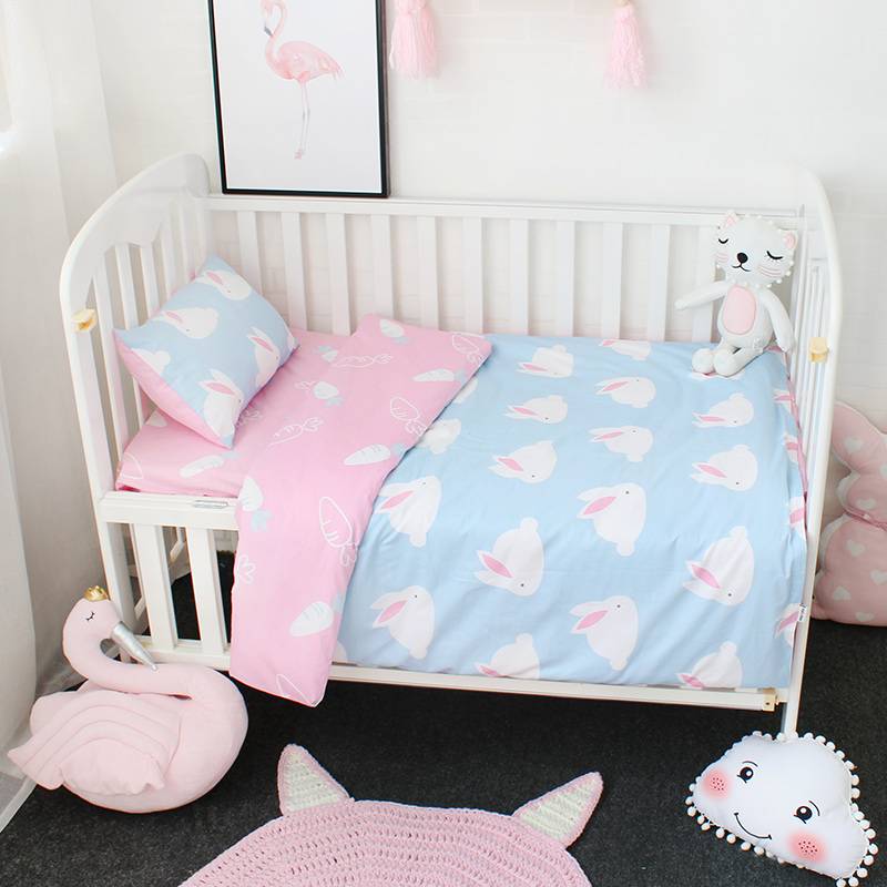 3 pcs set Baby Bedding Set Including Duvet Cover Pillowcase Bed Sheet Pure Cotton Baby Linen Baby Crib Set For Both Girl and Boy