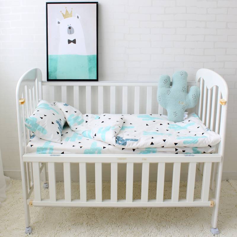 3 pcs set Baby Bedding Set Including Duvet Cover Pillowcase Bed Sheet Pure Cotton Baby Linen Baby Crib Set For Both Girl and Boy