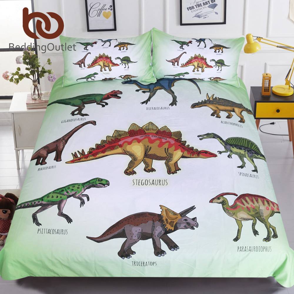 BeddingOutlet Dinosaur Family Bedding Set for Kids Cartoon Bed Cover Single Boys Duvet Cover Set Jurassic Printed Bedclothes