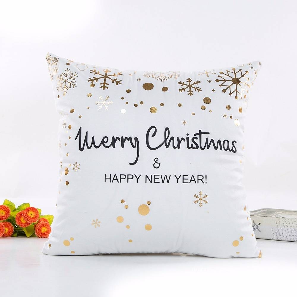 Hyha Xmas Bronzing Cushion Cover Cotton Polyester Christmas Printed Pineapple Tropical Home Decorative Pillows Cover Pillowcase