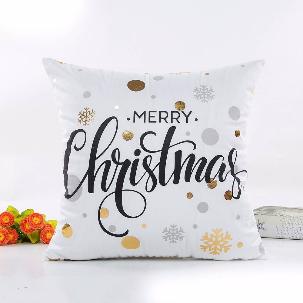 Hyha Xmas Bronzing Cushion Cover Cotton Polyester Christmas Printed Pineapple Tropical Home Decorative Pillows Cover Pillowcase