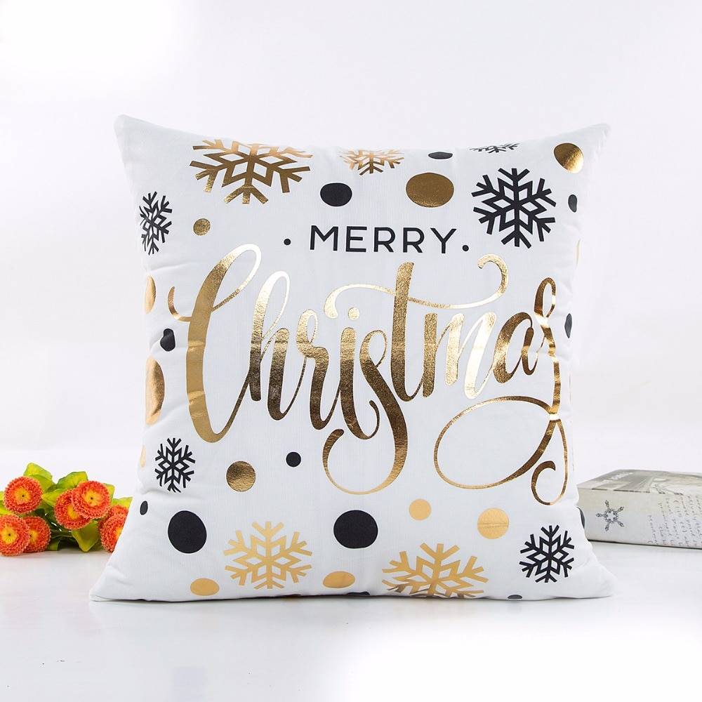 Hyha Xmas Bronzing Cushion Cover Cotton Polyester Christmas Printed Pineapple Tropical Home Decorative Pillows Cover Pillowcase