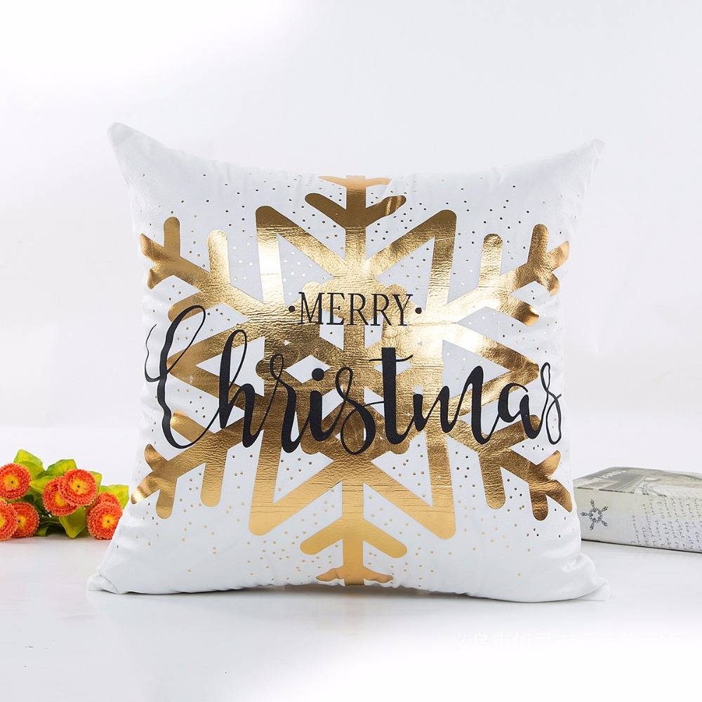 Hyha Xmas Bronzing Cushion Cover Cotton Polyester Christmas Printed Pineapple Tropical Home Decorative Pillows Cover Pillowcase