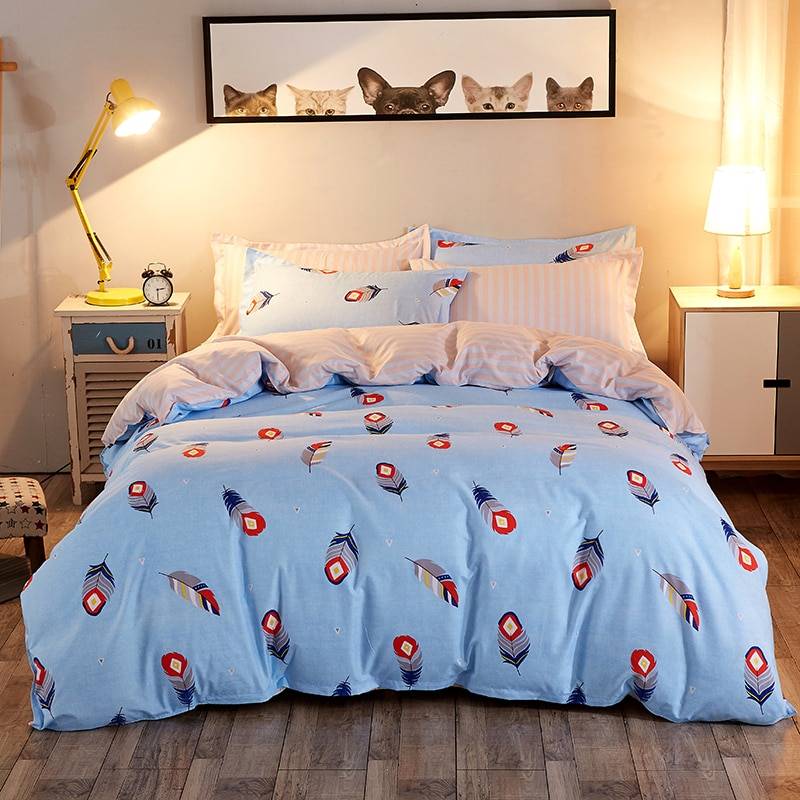 Bedspread Simple Fashion Geometric Stripes Bed Sheet Duvet Cover Sets 3/4pcs Bedding Set