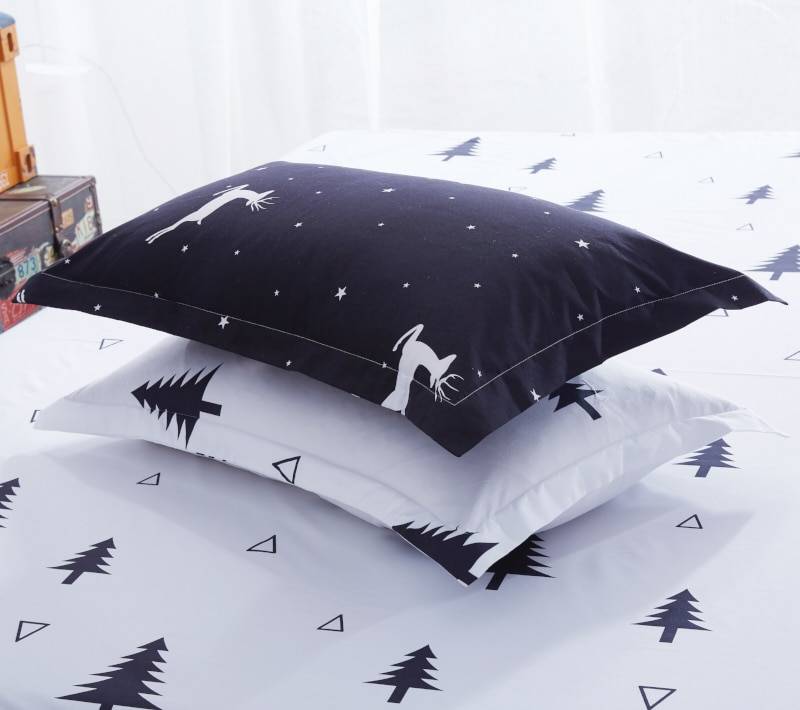 Cartoon Christmas Tree Elk Bedclothes Simple Fashion Geometric Stripes Bed Sheet Duvet Cover Sets 3/4pcs Bedding Set