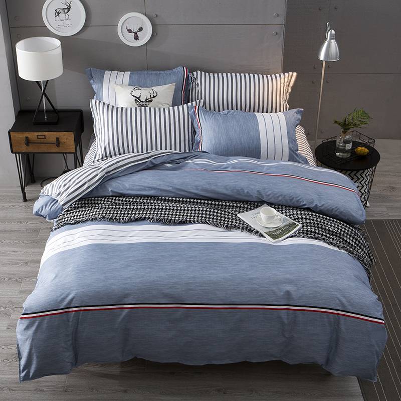 Bedspread Simple Fashion Geometric Stripes Bed Sheet Duvet Cover Sets 3/4pcs Bedding Set